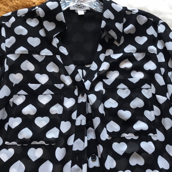 Express portofino shirt - black with white hearts - Picture 3 of 4